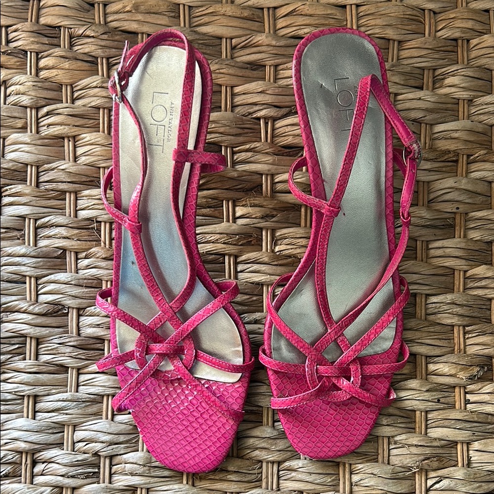 LOFT Leather Pink Strappy Sandals